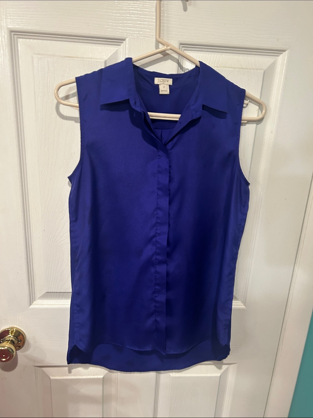 J. Crew Factory Sleeveless Satin Collared Tank in Royal Purple